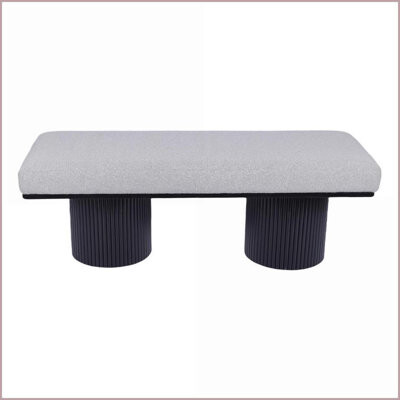 Corrigan Studio Upholstered Bench with Chunky Legs High-Density Foam Contemporary Style for Bedroom Living Room | Light Grey | Boucle