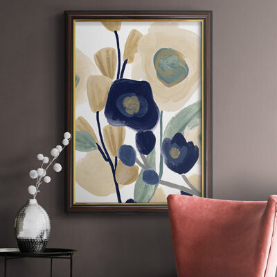 Latitude Run Blue Poppy Cascade I - Picture Frame Painting on Canvas