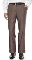 Thumbnail for your product : Brioni Twill Flat-Front Trousers, Brown