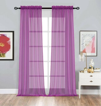 Kate Aurora 2 Pack Basic Home Rod Pocket Sheer Voile Window Curtains