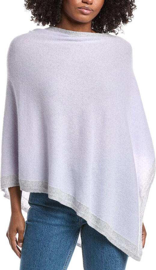 Forte Cashmere Contrast Trim Cashmere Poncho