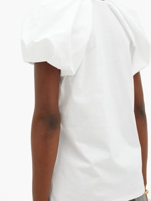 Alexander McQueen Poplin Puff-sleeved Cotton-jersey T-shirt - White