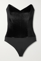 Thumbnail for your product : Marika Vera Angelina Strapless Velvet And Stretch-jersey Thong Bodysuit