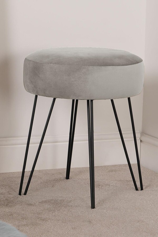OHS Matte Velvet Dressing Table Stool Ottoman Hairpin Round Vanity Seat