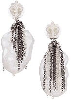Thumbnail for your product : Samira 13 Two-Tone & 17MM Baroque Pearl Chain-Fringe Fleur De Lis Drop Earrings