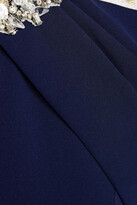 Thumbnail for your product : Jenny Packham Tulle-paneled draped silk-crepe midi dress