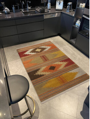 Foundry Select Multi-Colored Wicker Design Traditional Motif Patterned Fringed Vintage Decorative Rug