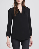 Thumbnail for your product : Theory Helona V-Neck Blouse, Black