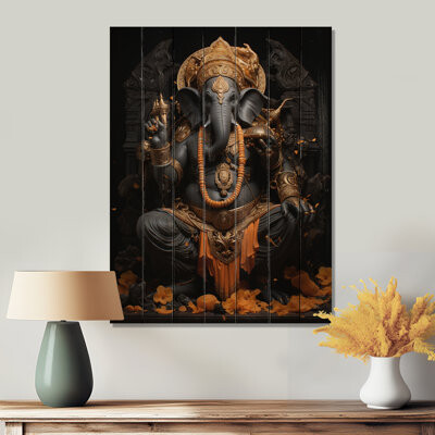 Bungalow Rose Hinduisim Divine Ganesha II On Wood Print