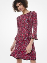 Thumbnail for your product : Michael Kors Woodland Leaf-Print Matte-Jersey Flounce Dress