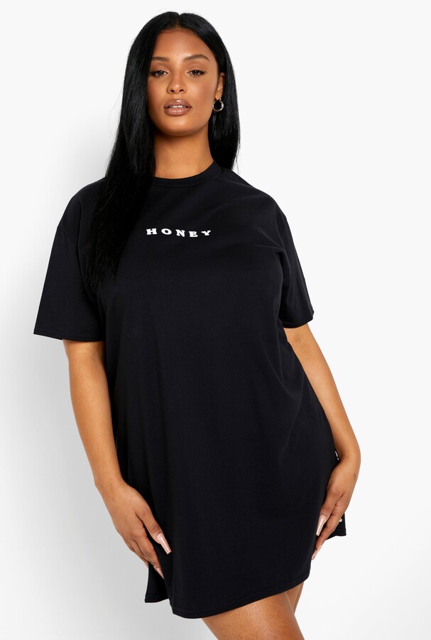 boohoo Plus Honey Oversized T-Shirt Dress - ShopStyle