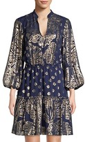 Thumbnail for your product : Lilly Pulitzer Joella Seagrass-Print Metallic Silk Puff-Sleeve A-Line Dress