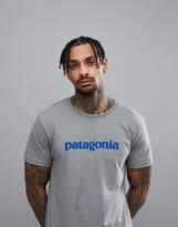 Thumbnail for your product : Patagonia Text Logo Slim Fit T-Shirt Organic In Grey Marl