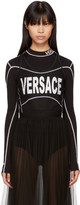 Versace - T-shirt à logo écourté en tulle noir