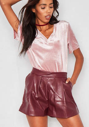Ever New Ever New Harmonie Burgundy Faux Leather Shorts