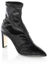Thumbnail for your product : Jimmy Choo Louella 85 Stretch Metallic Velvet Point Toe Booties