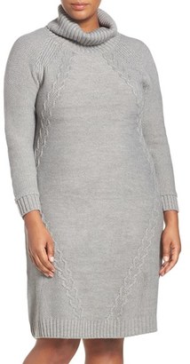 Eliza J Plus Size Women's Cable Knit Turtleneck Dress