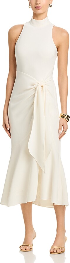 Cinq à Sept Crepe Rori Tie Waist Turtleneck Dress