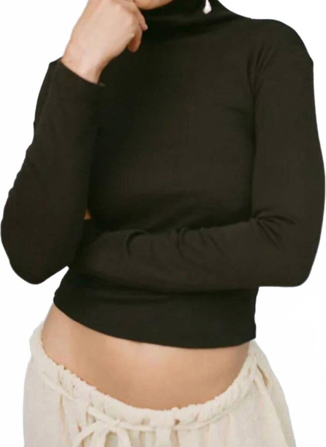 Gil Rodriguez Turtleneck Long Sleeve Bellevue Tee In Chocolate