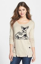 Thumbnail for your product : Kensie Zip Detail Deer Pattern Sweater
