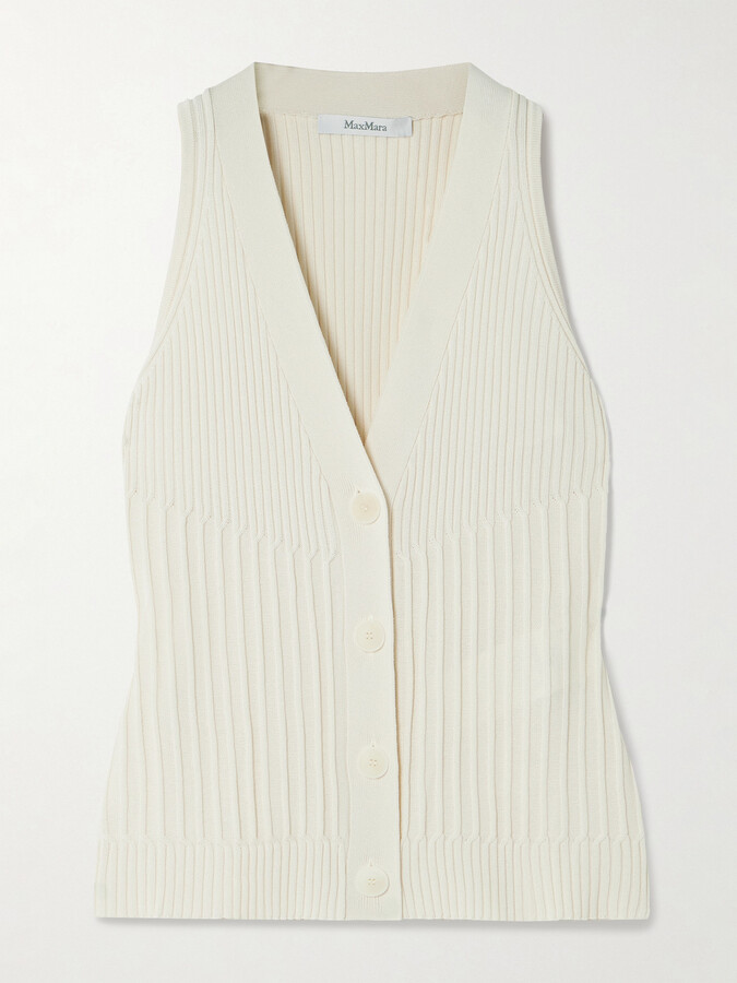 Max Mara Bimba Ribbed Cotton-blend Vest - Ivory