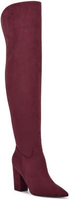 maroon knee high boots