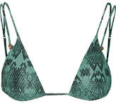 Thumbnail for your product : Vix Snake Piercing Printed Triangle Bikini Top - Turquoise
