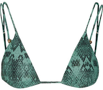 Vix Snake Piercing Printed Triangle Bikini Top - Turquoise