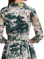 Thumbnail for your product : Samantha Sung Avenue Toile-Print Cotton Midi Shirtdress