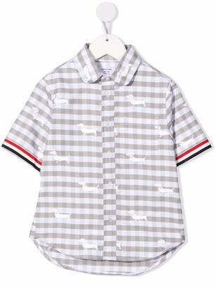 Thom Browne Kids Check-Print Cotton Shirt