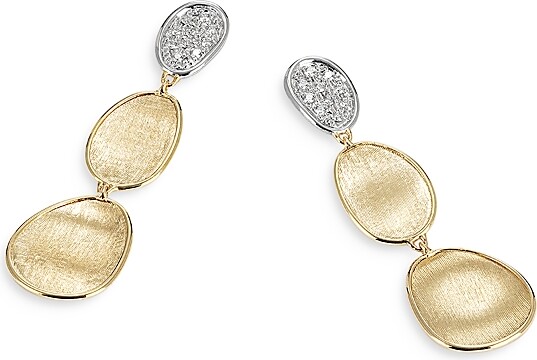 Marco Bicego 18K Yellow & White Gold Lunaria Diamond Drop Earrings