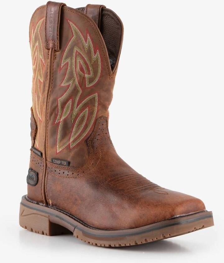 Justin Men's Composite Toe Work Boot - Wide In Bronze Brown