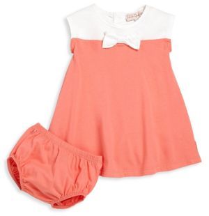 Lili Gaufrette Baby's Loralie Two-Piece Colorblock Bow Dress & Bloomers Set