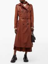 Thumbnail for your product : Prada Belted Grained-leather Trench Coat - Womens - Brown