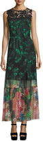 Thumbnail for your product : Elie Tahari Corinne Sleeveless Mixed-Print Maxi Dress, Green
