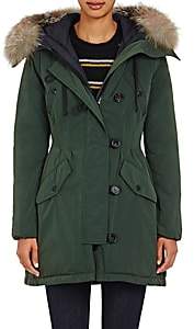 Moncler Women's Fur-Trimmed Aredhel Coat - Dark Green
