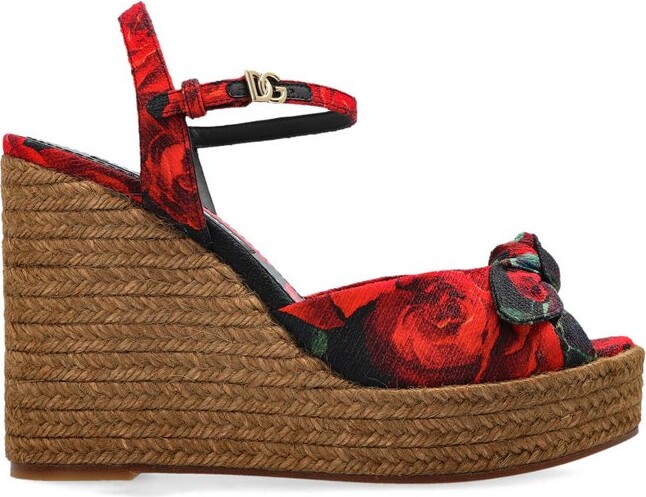 Dolce & Gabbana Floral Motif Wedge Sandals