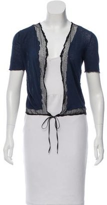 Chloé Lace-Accented Short Sleeve Cardigan