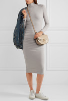 Thumbnail for your product : James Perse Ruched Stretch-cotton Jersey Turtleneck Midi Dress - Stone