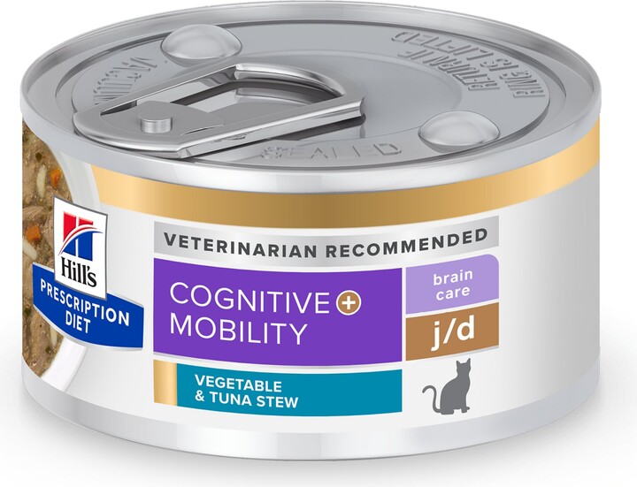Hill's Prescription Diet Brain Care + j/d Joint Care Tuna & Vegetable Stew Wet Cat Food, 2.9-oz can, case of 24