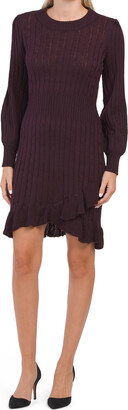 Taylor Ruffle Hem Cable Knit Sweater Dress