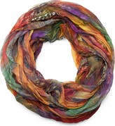 Thumbnail for your product : styleBREAKER feather pattern batik style loop tube scarf