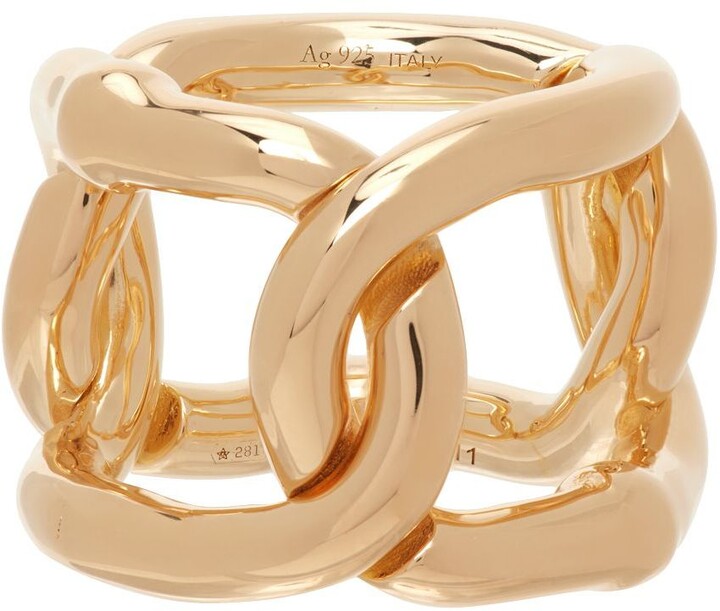 Womens Jewellery Rings Bottega Veneta Gold-plated Bolt Crystal Ring in Metallic 