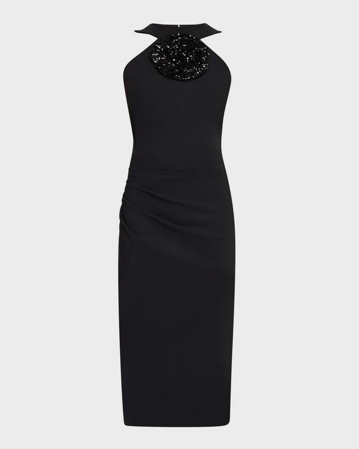 Chiara Boni La Petite Robe Bodycon Flower-Embellished Halter Midi Dress