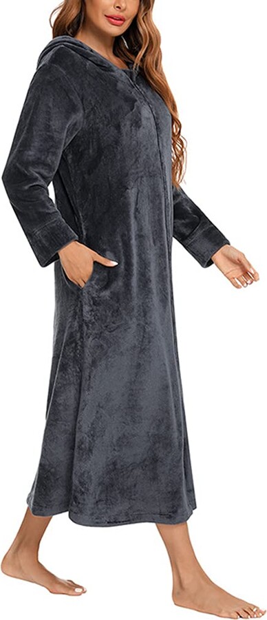 ladies full length dressing gown with zip