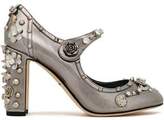 Thumbnail for your product : Dolce & Gabbana Embellished Metallic Leather Mary Jane Pumps