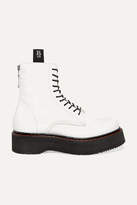 Thumbnail for your product : R 13 Glossed-leather Ankle Boots - White