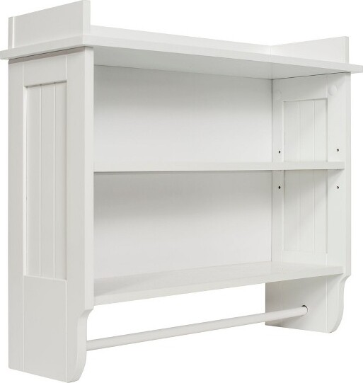 Redmon RedmonContemporaryCountryWallandCeilingMountedFloatingPaintedWoodWallShelfwithTowelBar,EasyAssembly,&AdjustableMiddleShelf,White