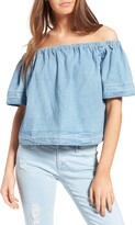 Thumbnail for your product : AG Jeans Sylvia Cotton Chambray Off the Shoulder Top