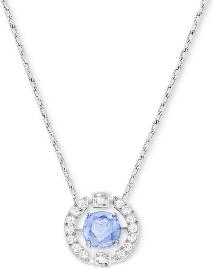 Swarovski Silver-Tone Dancing Crystal Pendant Necklace, 14-7/8